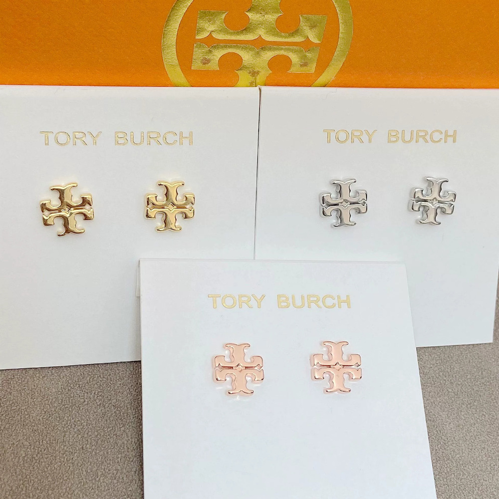 Tory Burch Letter Metal Stud Earrings